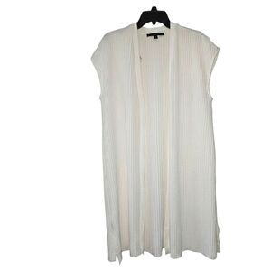 MARC NEW YORK Bright White Pleated Long Cap Sleeve Duster Small-Large